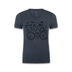 T-shirt 'Pieces de Bicyclette' (D/blauw)  L