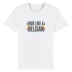 T-shirt 'Ride like a Belgian' (wit)  L